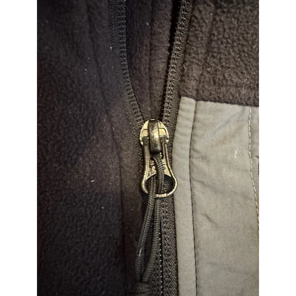 The North Face Mens Quarter Zip Fleece Pullover Black Grey Pocket Small